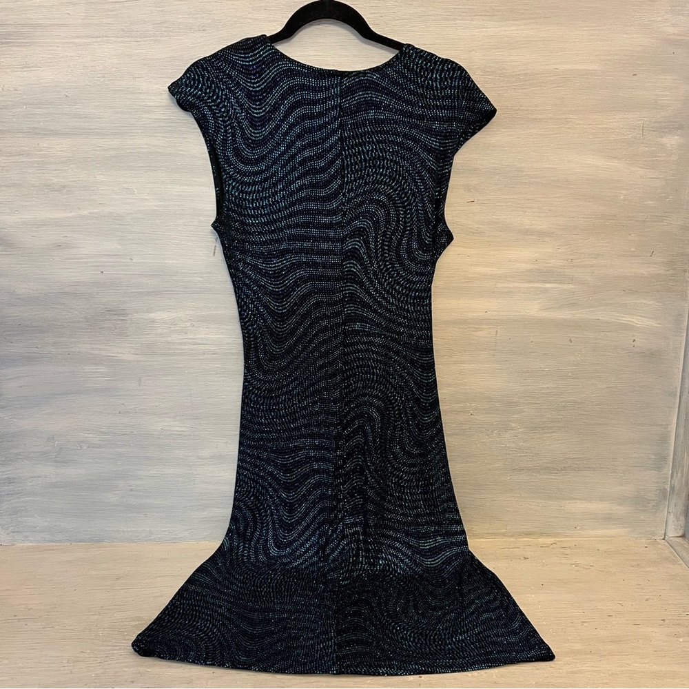 Vintage Connected Apparel Purple Aqua Shimmer Glitter Dot Dress Size 12 GC - Picture 5 of 6
